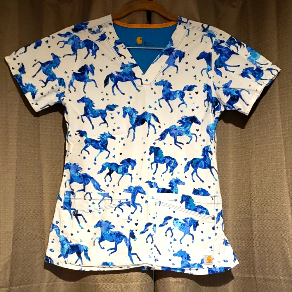 Carhartt Horse Print Scrub Top XS